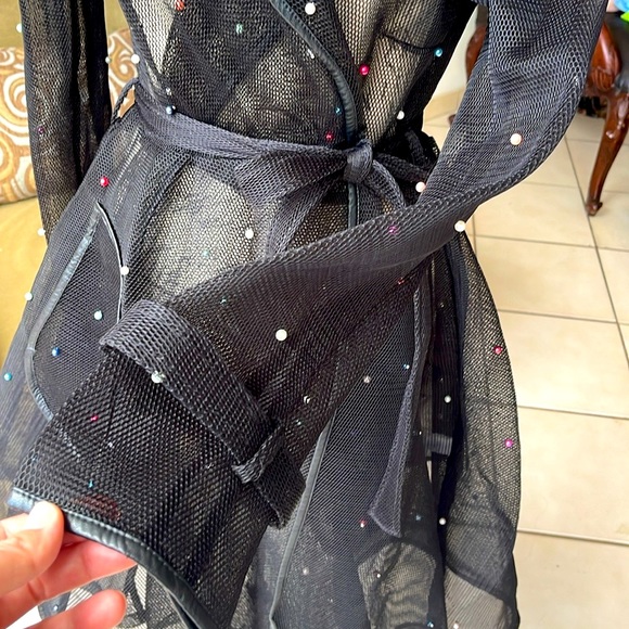 SETTLE DOWN | Women’s NWOT Black Mesh Trench-coat Dress Size M - Picture 5 of 8